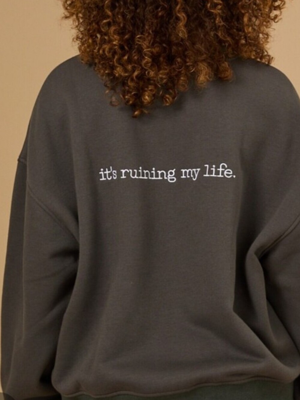 Altar'd State Taylor Swift Charcoal Gray Crewneck Sweater w/ White Embroidered - Picture 2 of 6